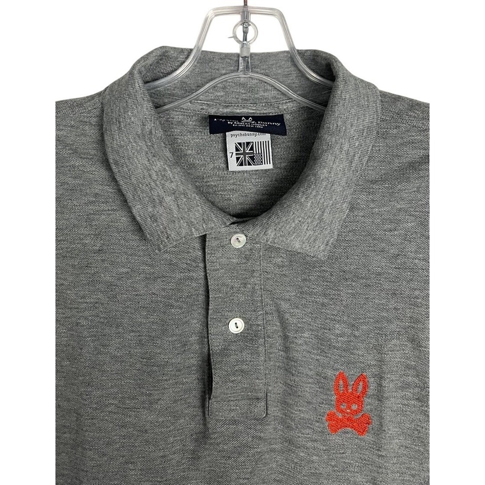 PSYCHO BUNNY Mens Size 7 (XL) Gray Polo Sport Shirt 100% Cotton Golf